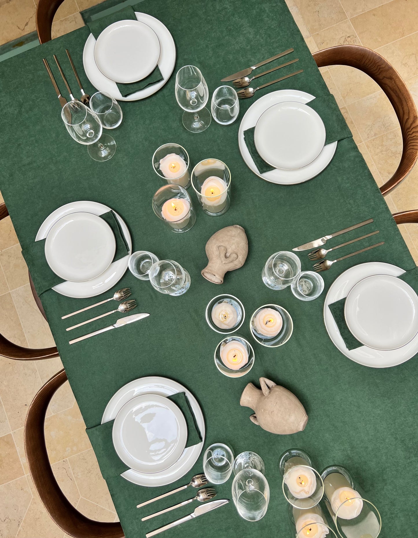 Deep Green Solid Color Tablecloth