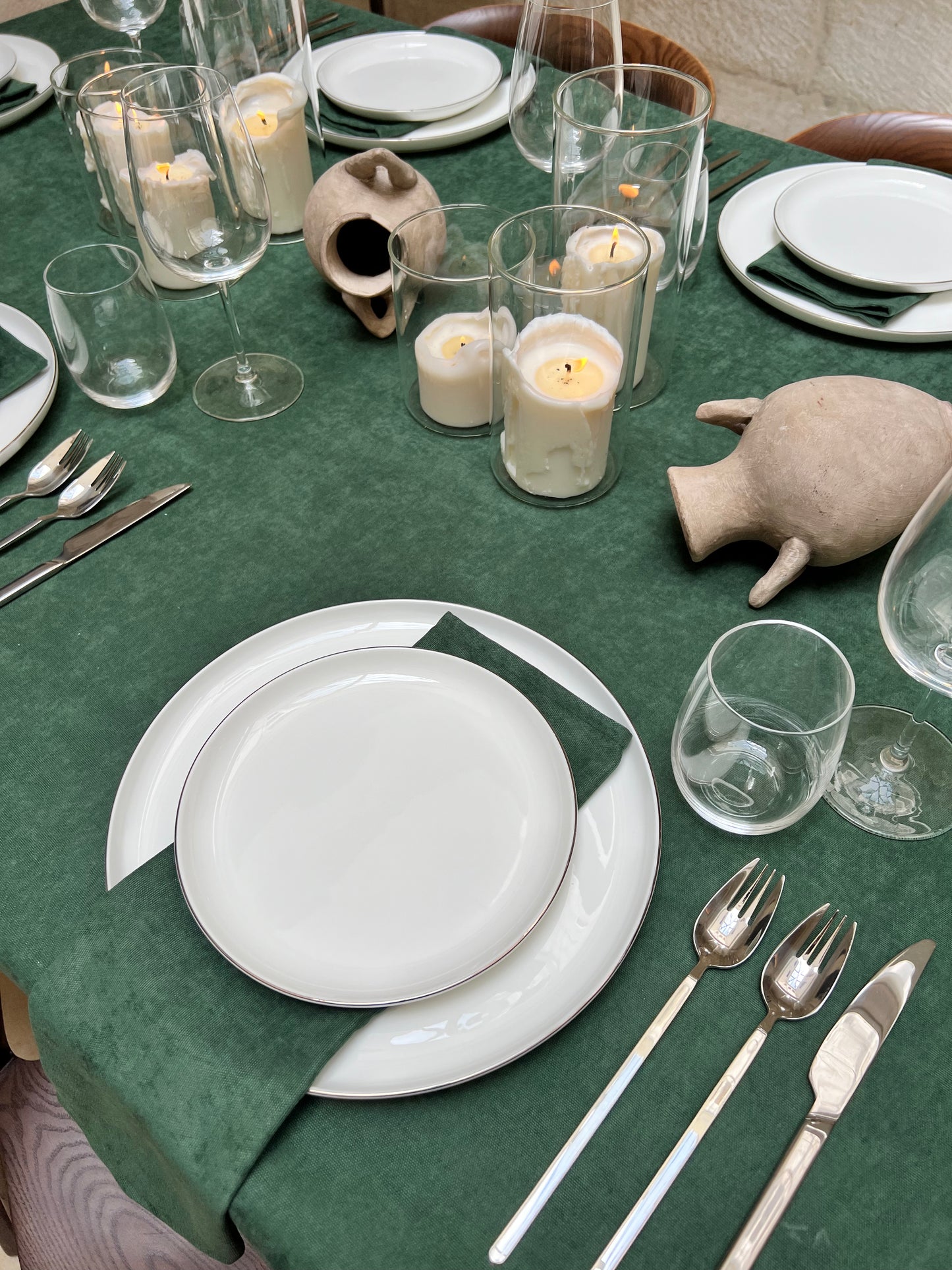 Deep Green Solid Color Tablecloth