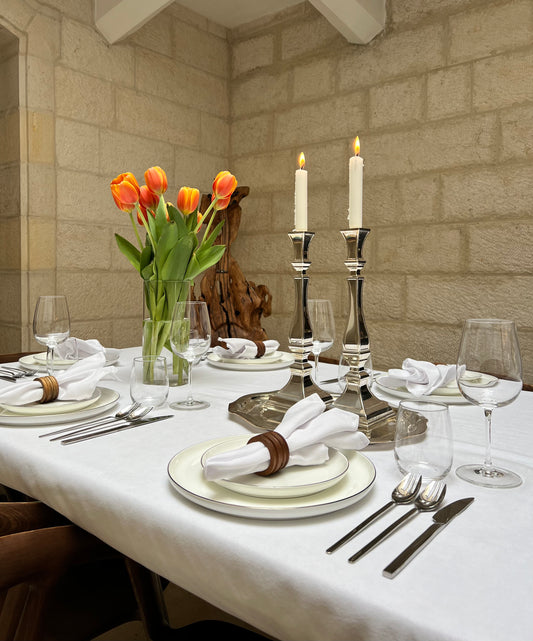 Bright White Solid Color Tablecloth